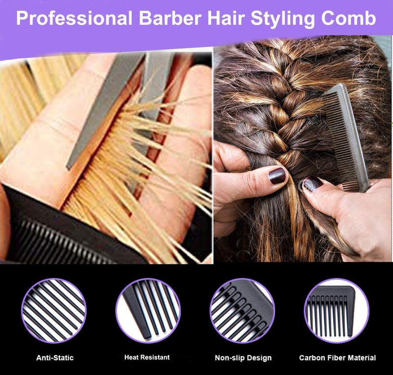 AFT90 Carbon Fiber Cutting Comb, Professional 8.15â€ Styling Comb, Hairdressing Comb For All Hair Types, Fine and Wide Tooth Hair Barber Comb - Image 5